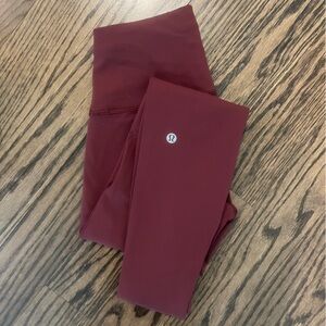BRAND NEW Lululemon Wunder Train High-Rise Leggings 28", Red Merlot, Size 4